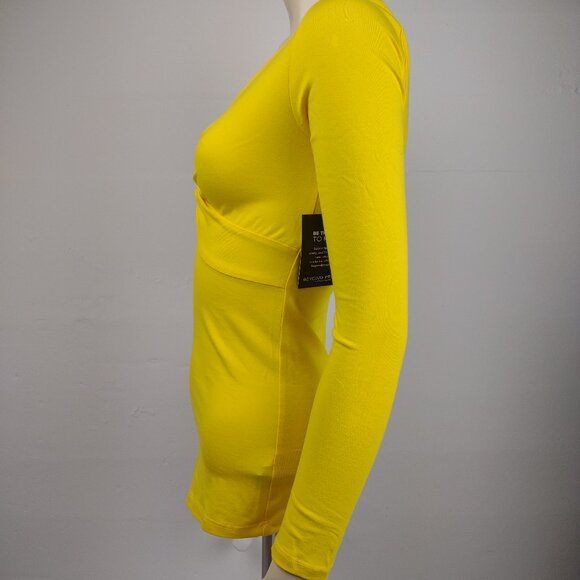 NWT Boston Proper yellow twisted V-Neck casual long sleeve blouse ladies XXS - Picture 5 of 8